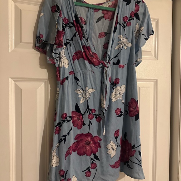 Floral Blue Dress with Pink and White Accents - Picture 2 of 2